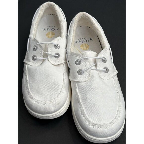 Vionic Beach Skipper Men's 9.5 Slip-On Canvas Casual Shoes White Cruise - Picture 3 of 16